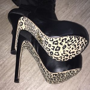 Thigh-High Cheetah Bottom Heals